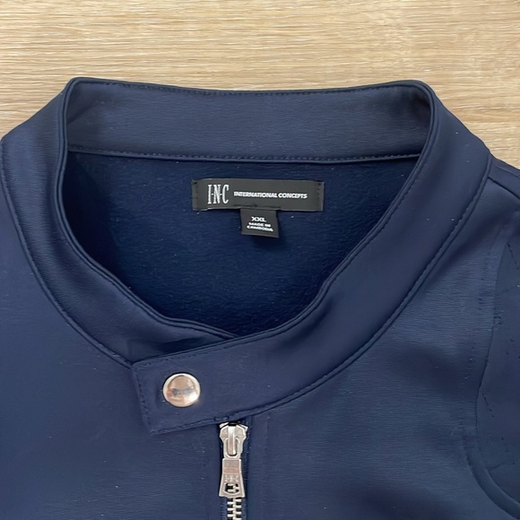 INC Navy Bomber Jacket - Picture 3 of 7